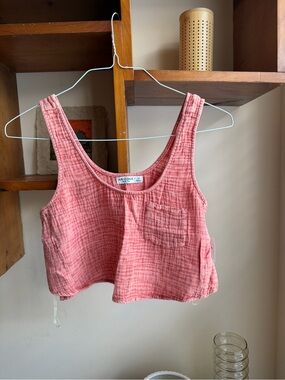 NWT 100% Cotton Garment Dyed Crop Tank (Coral Pink | XS)